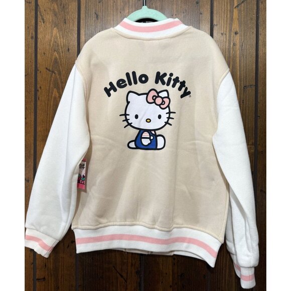 Hello Kitty Girls Varsity Jacket Size 7 Beige & White Cotton & Polyester - Picture 6 of 6